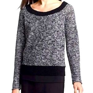 Eileen Fisher Melange Twist Knit Boat Neck Sweater